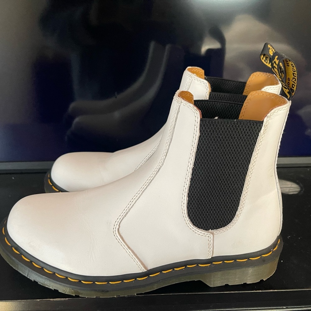 White Doc Marten Chelsea Slip on Boots
